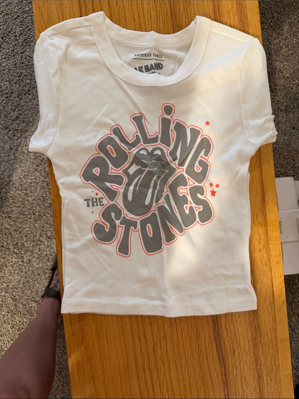 American Eagle Outfitters White Rolling Stones Graphic Tee